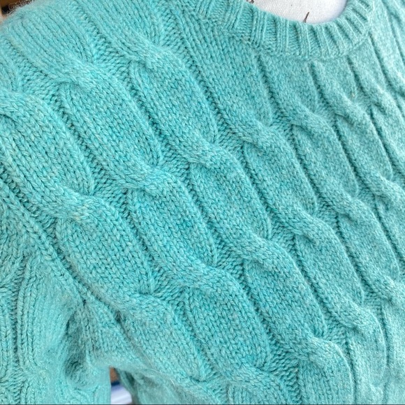 Gap Mint Green Cableknit Lambswool Sweater sz M - Picture 4 of 5